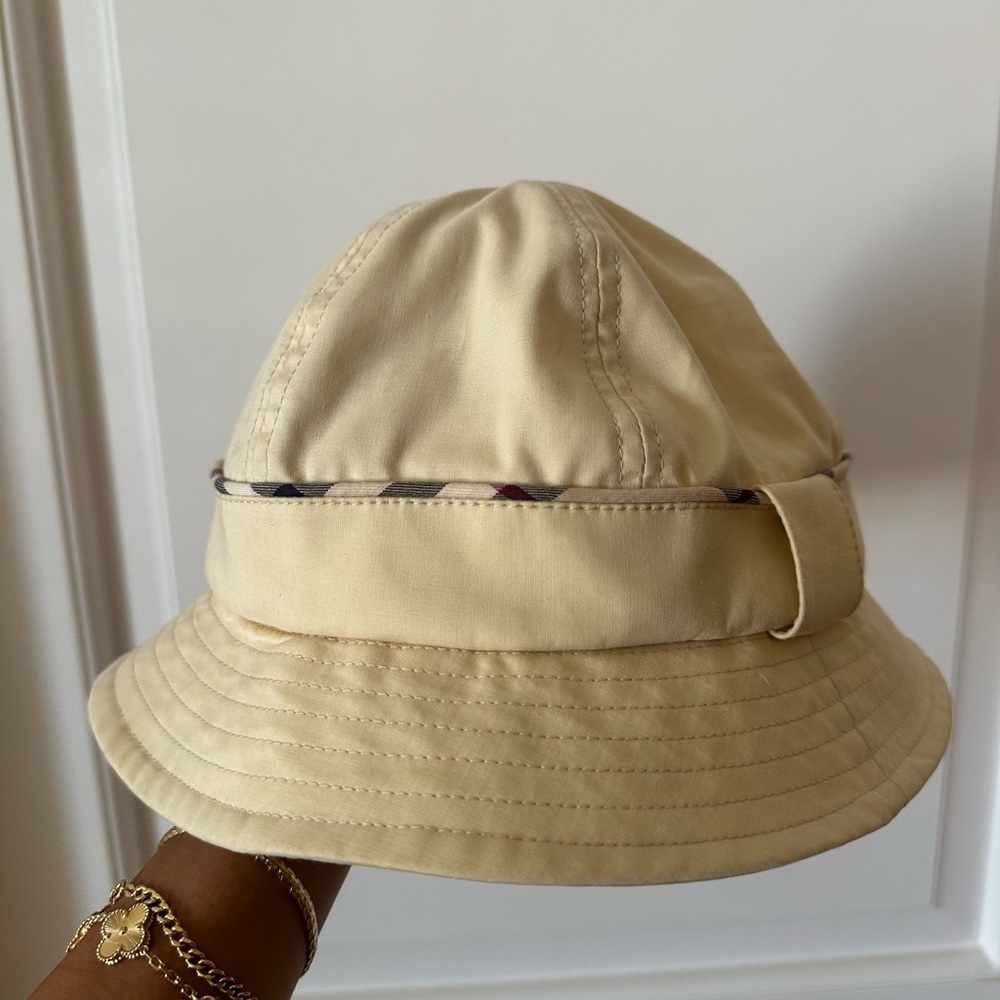 Burberry Beige Hat with Plaid Accent